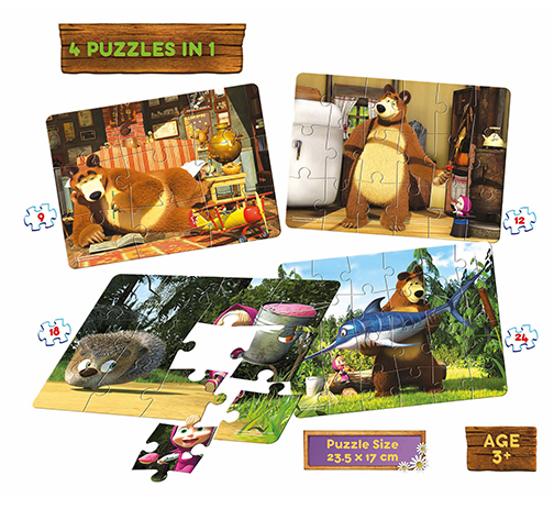 Masha and The Bear 4 Puzzles in 1